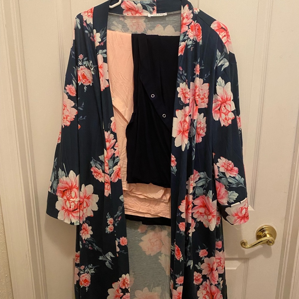 Birthing/hospital robe with 2 nursing gowns